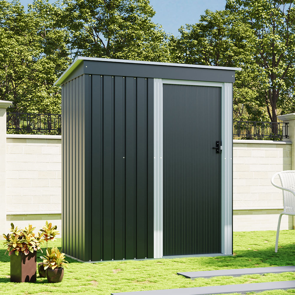Living and Home 3 x 5ft Black Metal Garden Storage Shed with Lockable Door Image 7