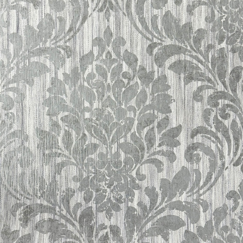 Muriva Theon Ornate Scroll Damask Grey Wallpaper Image 2