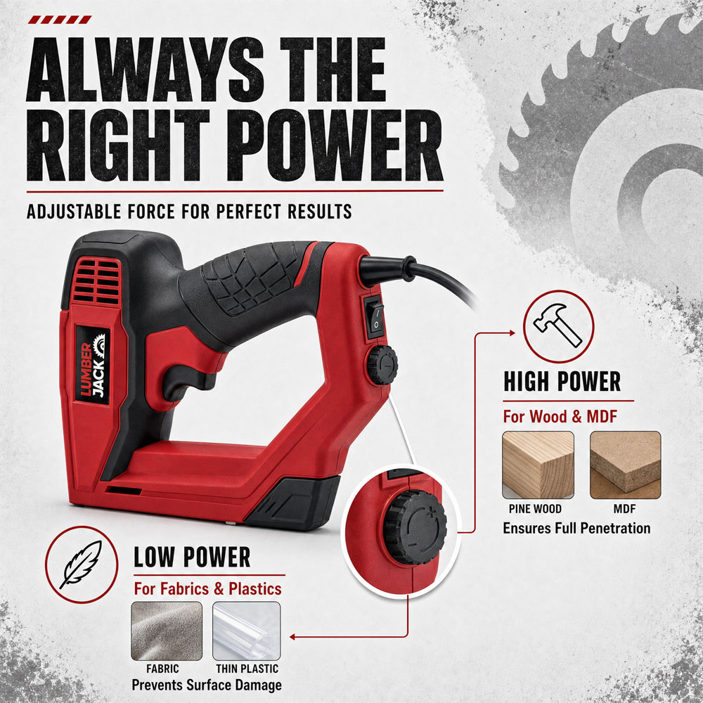 Lumberjack TAC18G 230V Red Upholstery Framing Carpet Nailer Stapler Image 3