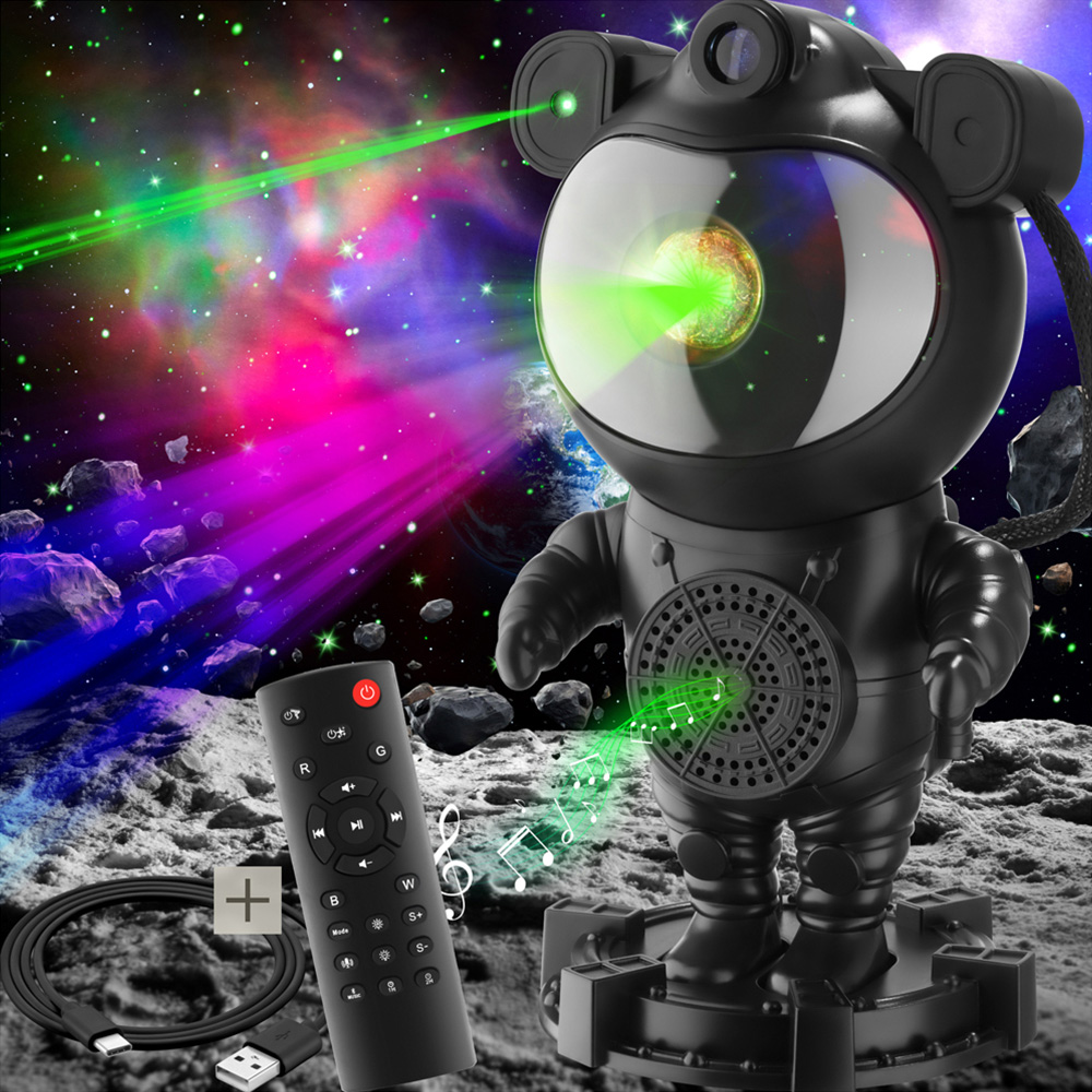 tectake Black LED Starry Sky Projector Astronaut with Bluetooth and Remote Control Image 2