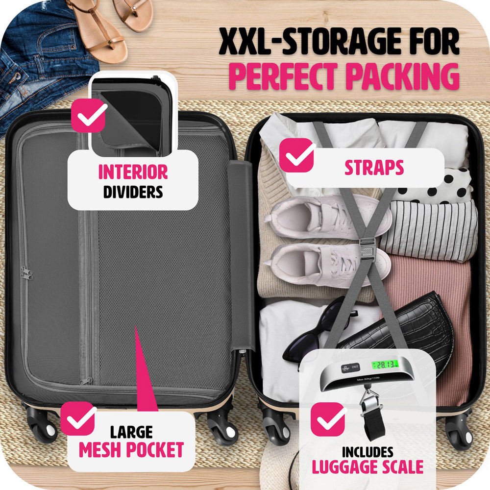 Tectake Cleo Set of 4 Champagne Hard Shell Travel Suitcase Set Image 7