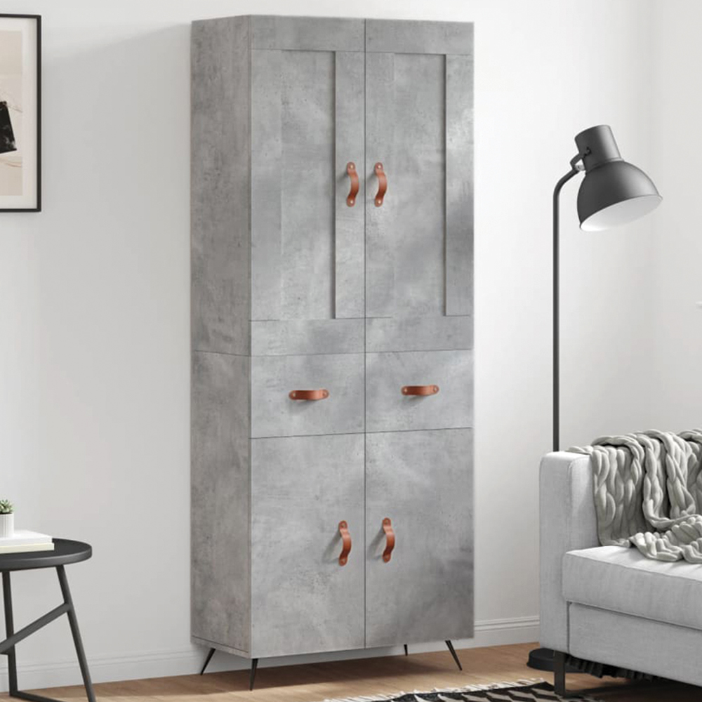 vidaXL 4 Door 2 Drawer Concrete Grey Highboard Image 1