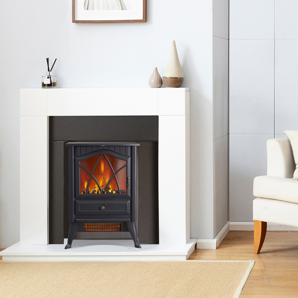 Neo Black Electric Flame Effect Fire Heater 1800W Image 2