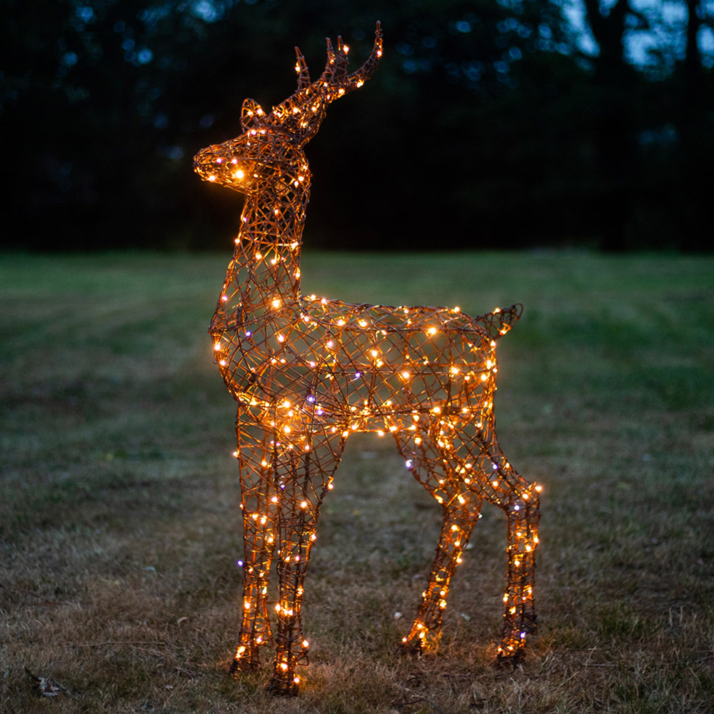 The Christmas Centre 230 LED Brown Wicker Light-Up Stag Reindeer 4ft Image 1