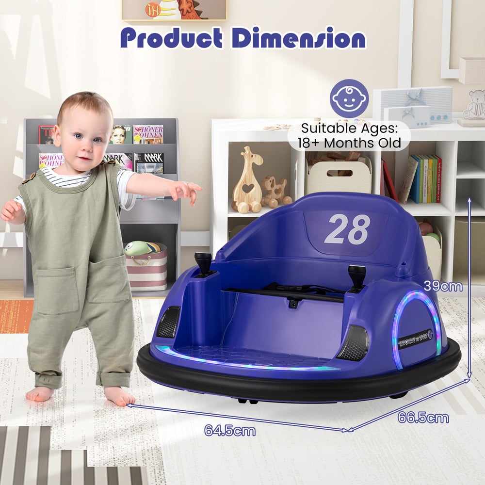 Costway Kids Purple Ride On Bumping Car with Flashing LED Lights 6V Image 5