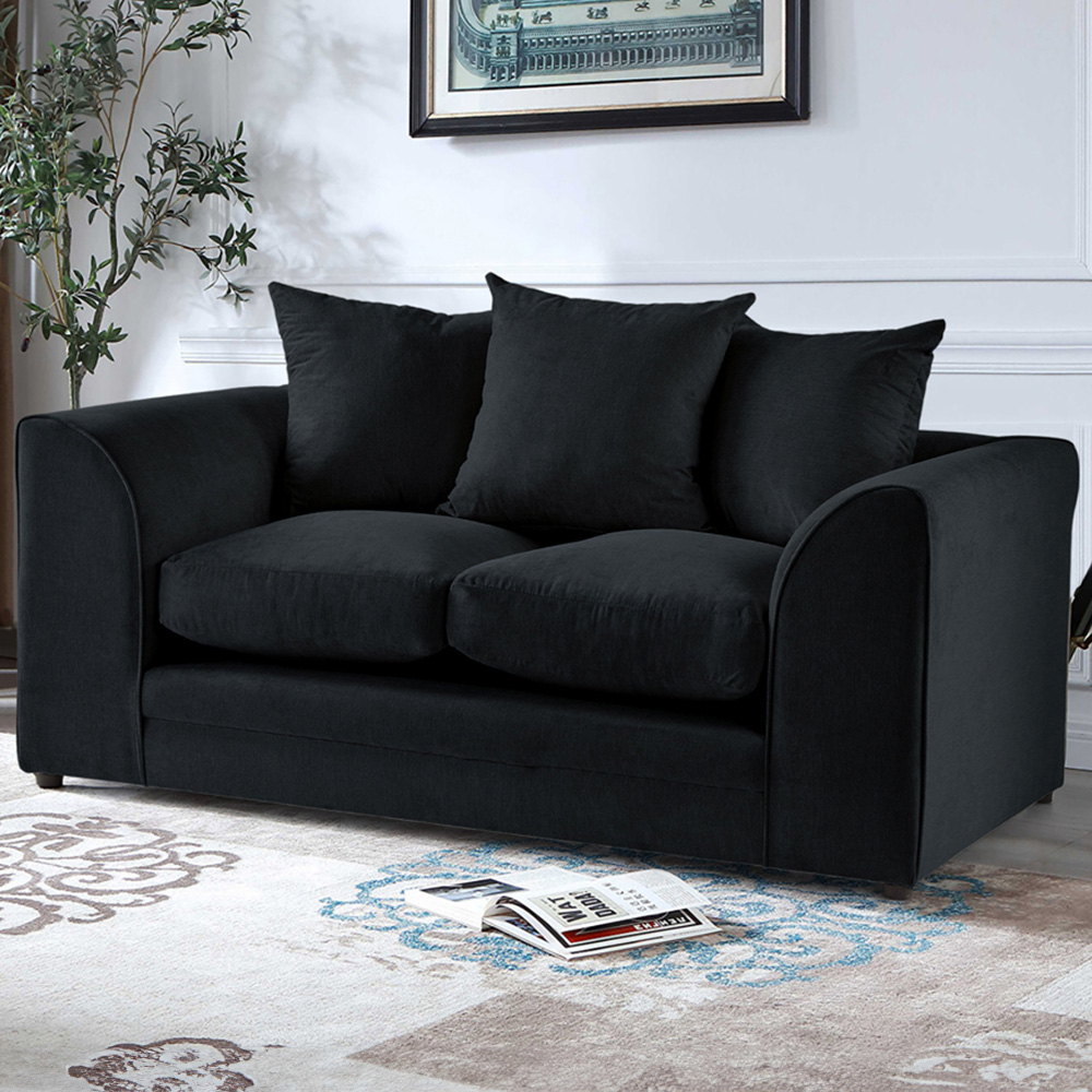 Portland Lindol Luxury 2 Seater Black Cord Sofa Image 1