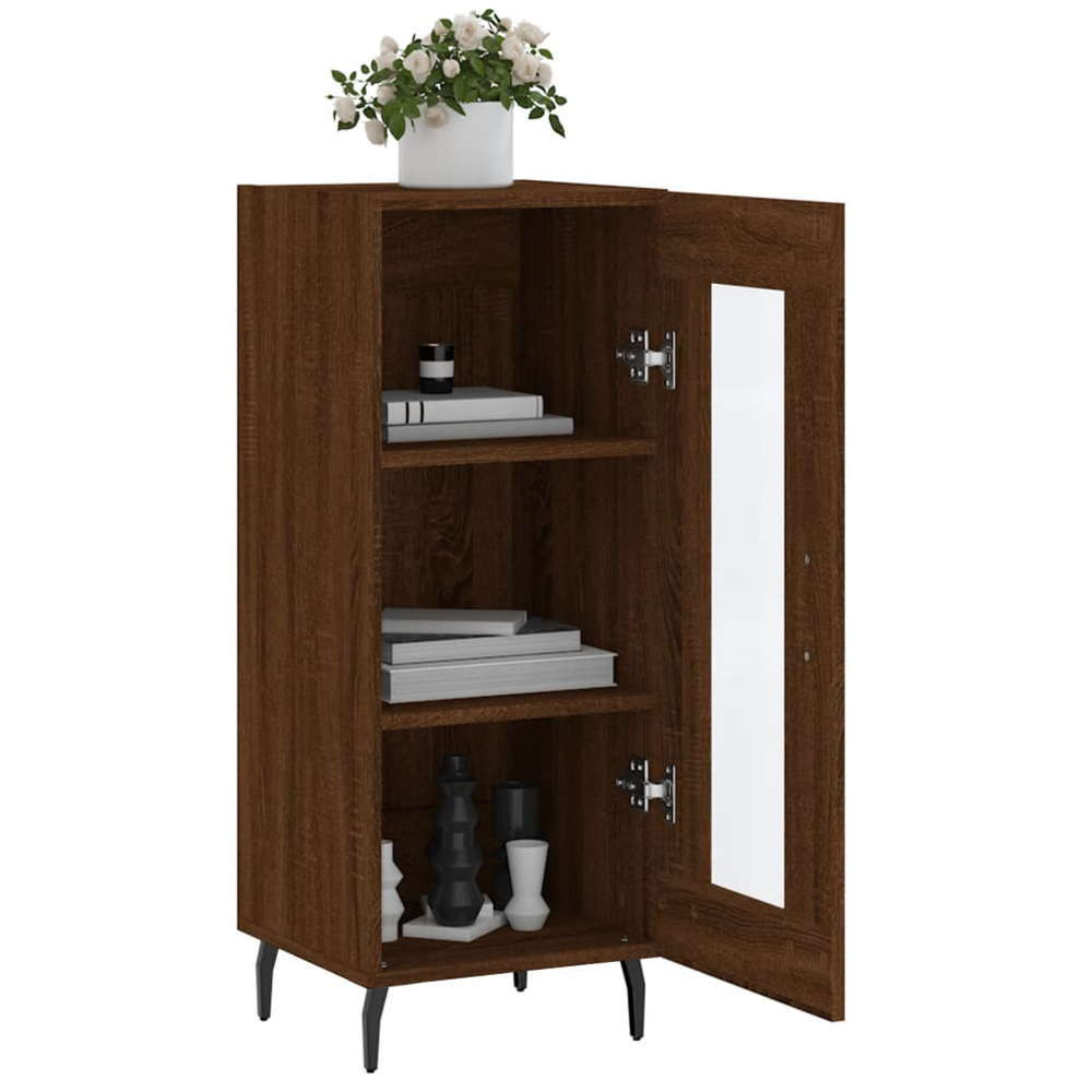 vidaXL Single Glass Door Brown Oak Sideboard Image 8