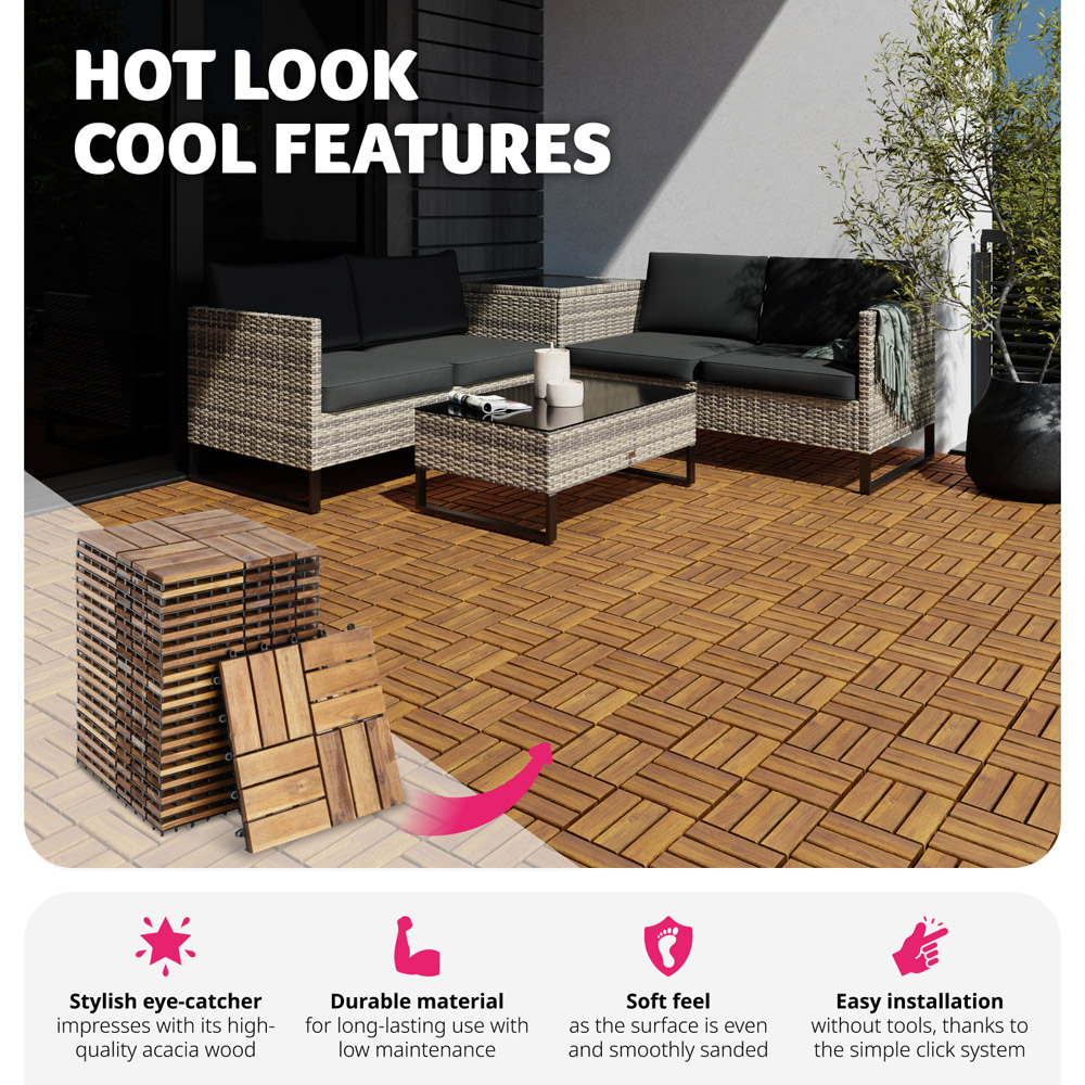 tectake Tabula 12 Slats Terrace Tiles 20 Pack Image 3