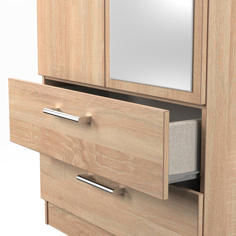 Crowndale Devon 2 Door 2 Drawer Bardolino Oak Wardrobe with Mirror Door Ready Assembled Image 7