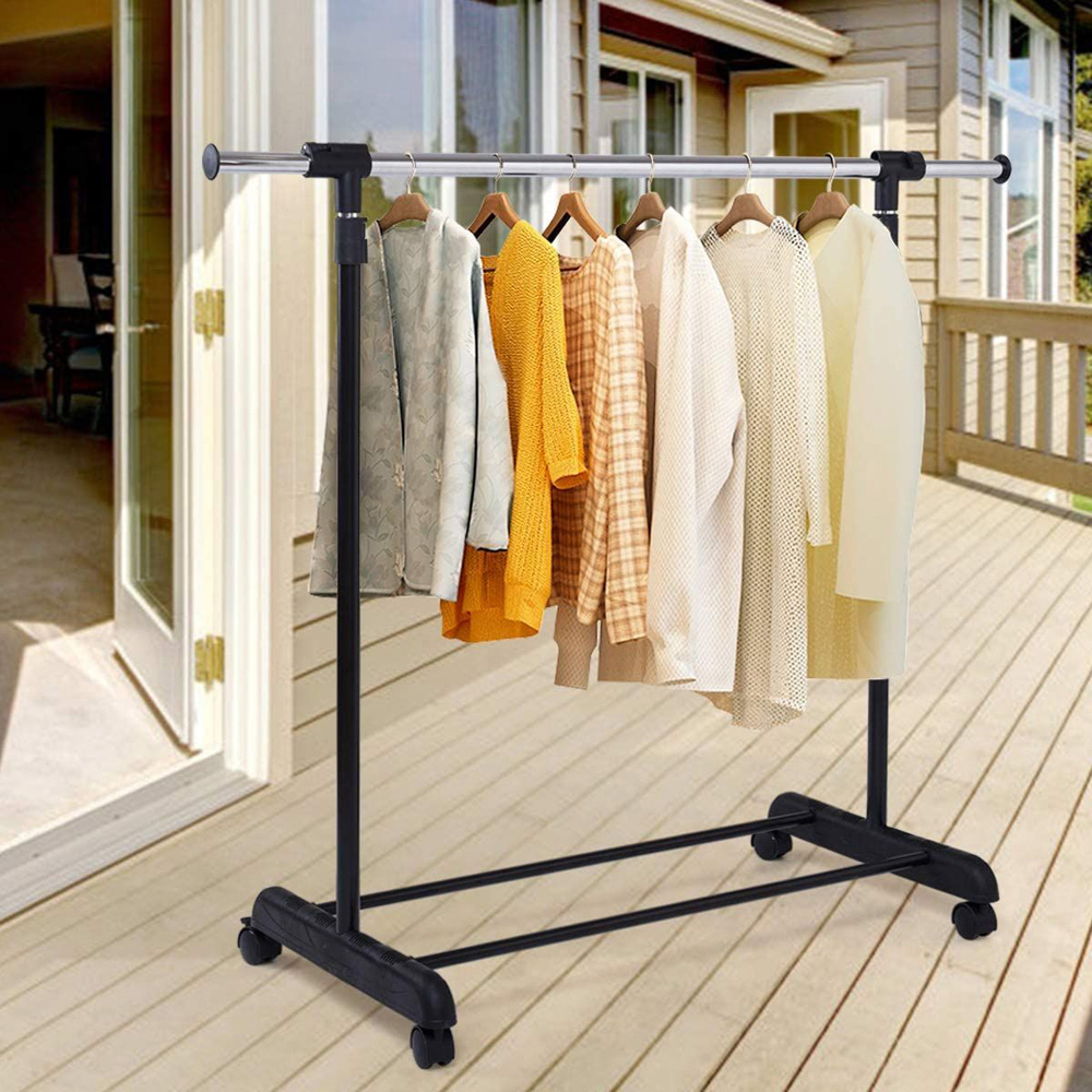 Costway Single Rail Adjustable Garment Rack with Wheels Image 5