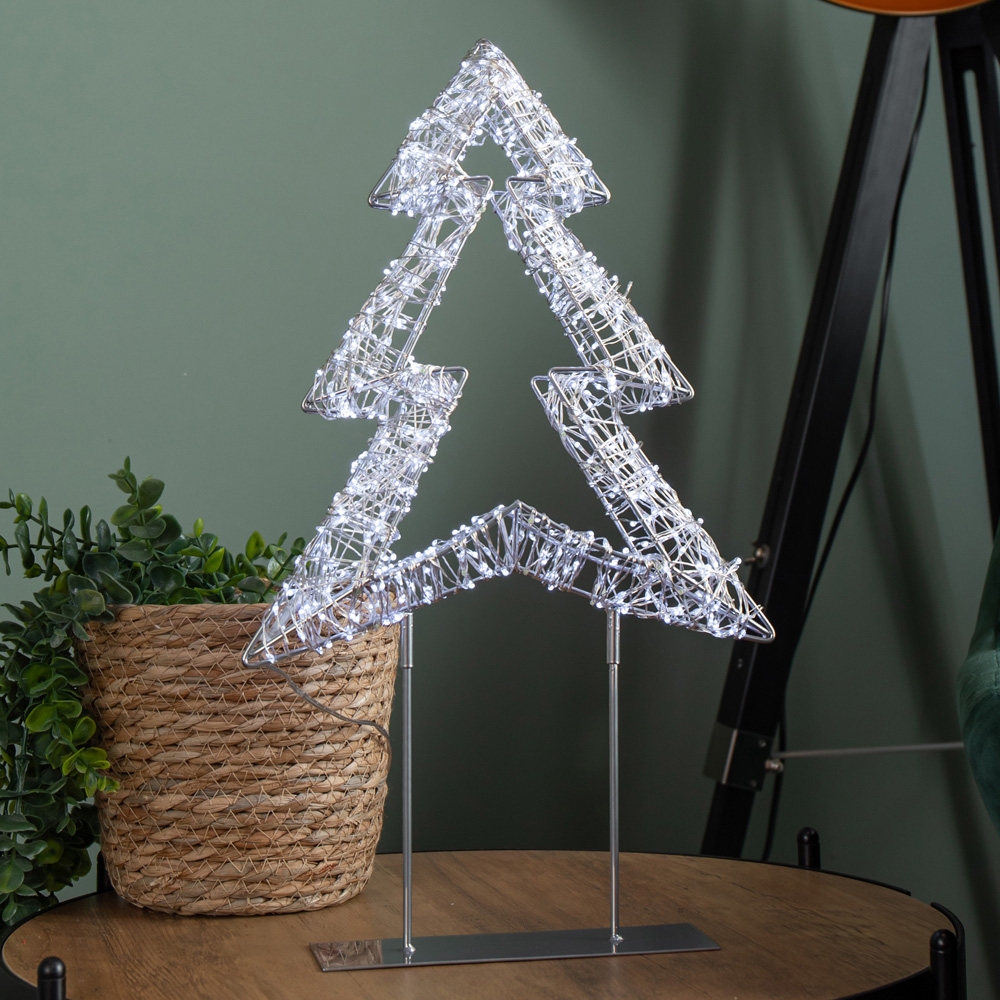Samuel Alexander 720 White LED Light-Up Twinkling Silver Christmas Tree with Metal Stand 45cm Image 7
