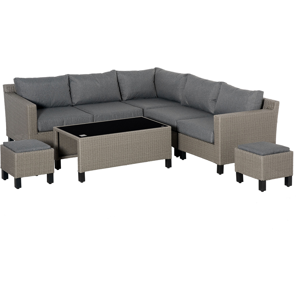 Outsunny 7 Seater Grey Rattan Sofa Lounge Set Image 2