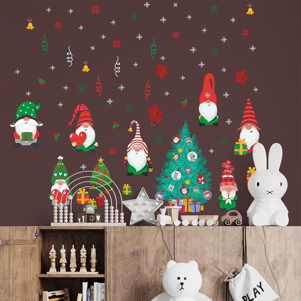 Walplus Christmas Gnomes Around The Tree Self Adhesive Wall Stickers 78 Piece Image 2