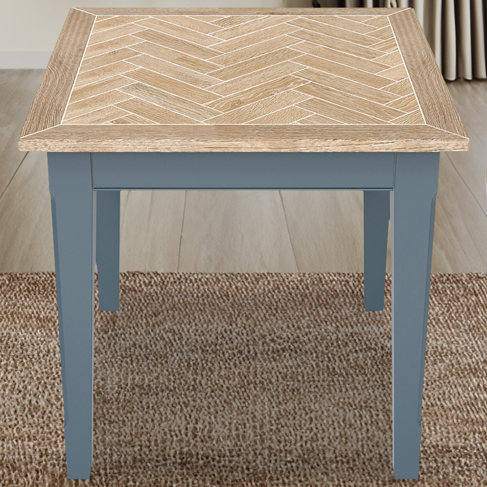 Baumhaus Signature 2 Seater Square Dining Table Blue and Oak Image 1