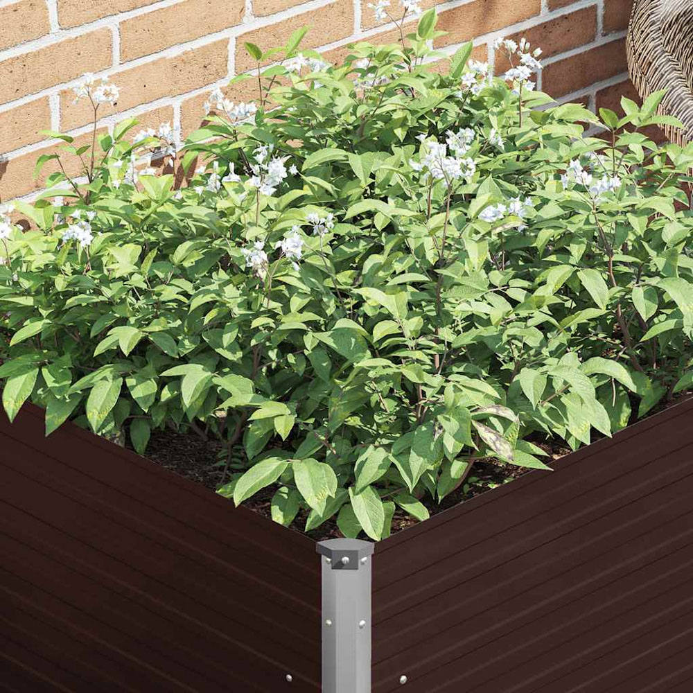 vidaXL Brown Galvanised Steel Raised Garden Bed 77 x 100 x 100cm Image 7