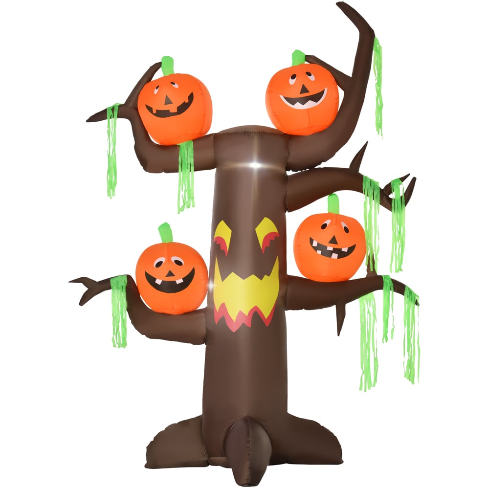 HOMCOM Halloween Inflatable Ghost Tree with Pumpkins 8ft Image 1