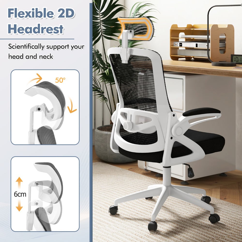 Costway White Ergonomic Office Chair with Lumbar Support Image 3