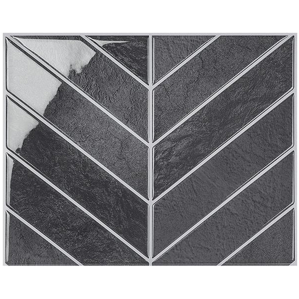 Peel and Stick Herringbone Wall Tile Set Grey Image 1