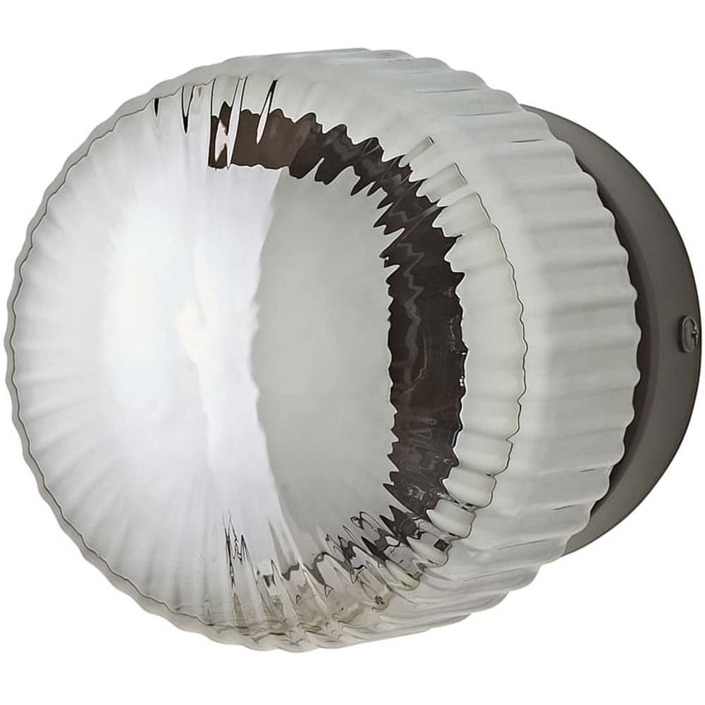ValueLights Calpe Ribbed Smoked Shade Brushed Matte Black Flush Wall Light with Bulb 2 Pack Image 3