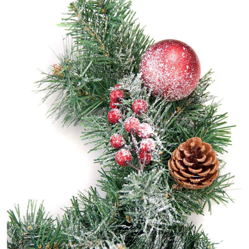 Best Artificial Red Frosted Christmas Garland 370cm Image 7