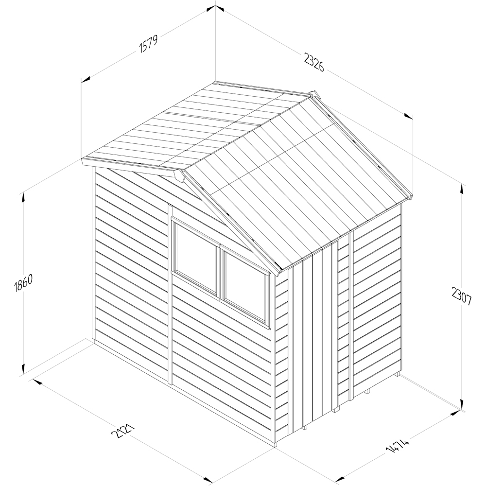 Forest Garden Timberdale 5 x 7ft Single Opening Reverse Apex Garden Shed Image 9