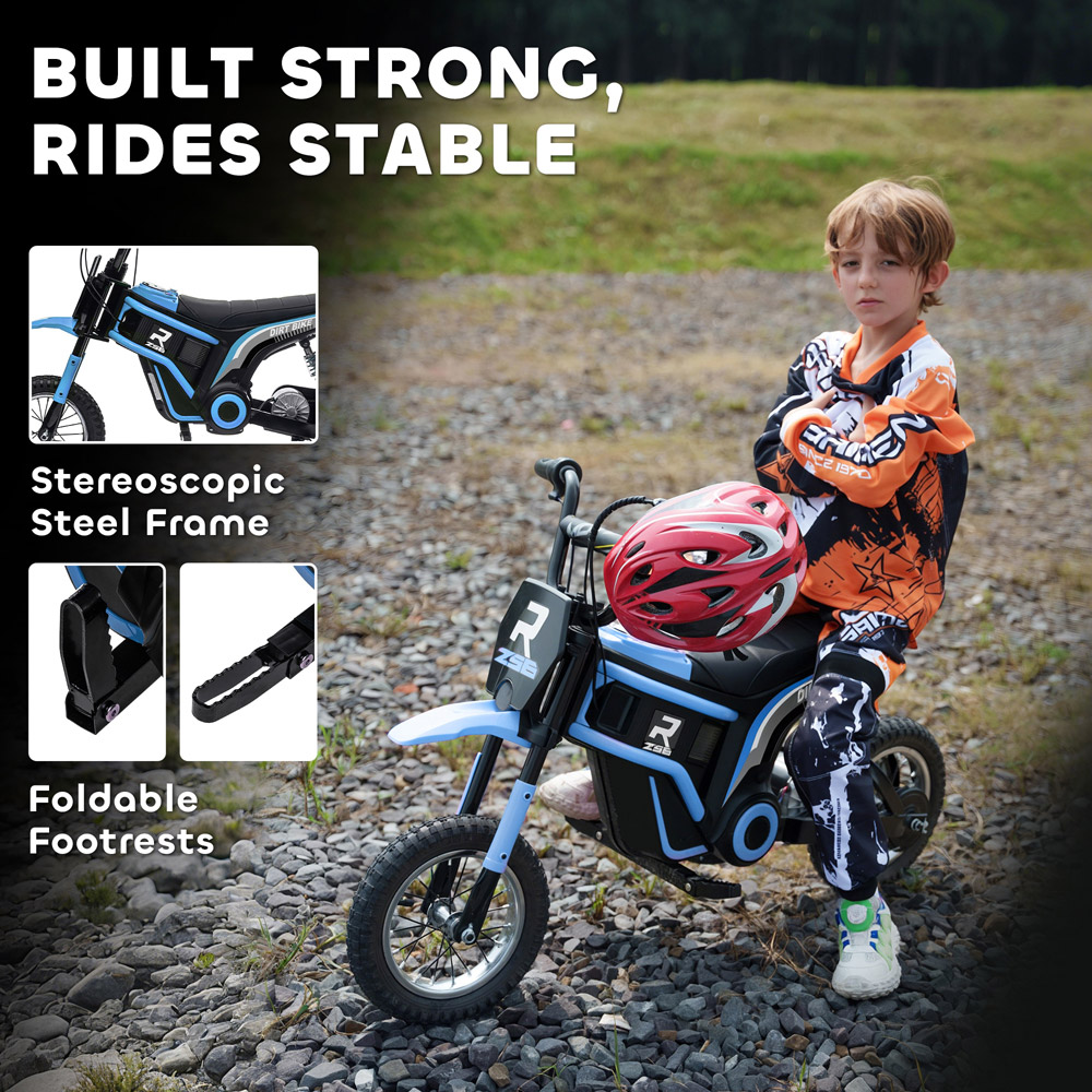 Tommy Toys Blue Kids Electric Motorbike with Twist Grip Throttle 24V Image 3