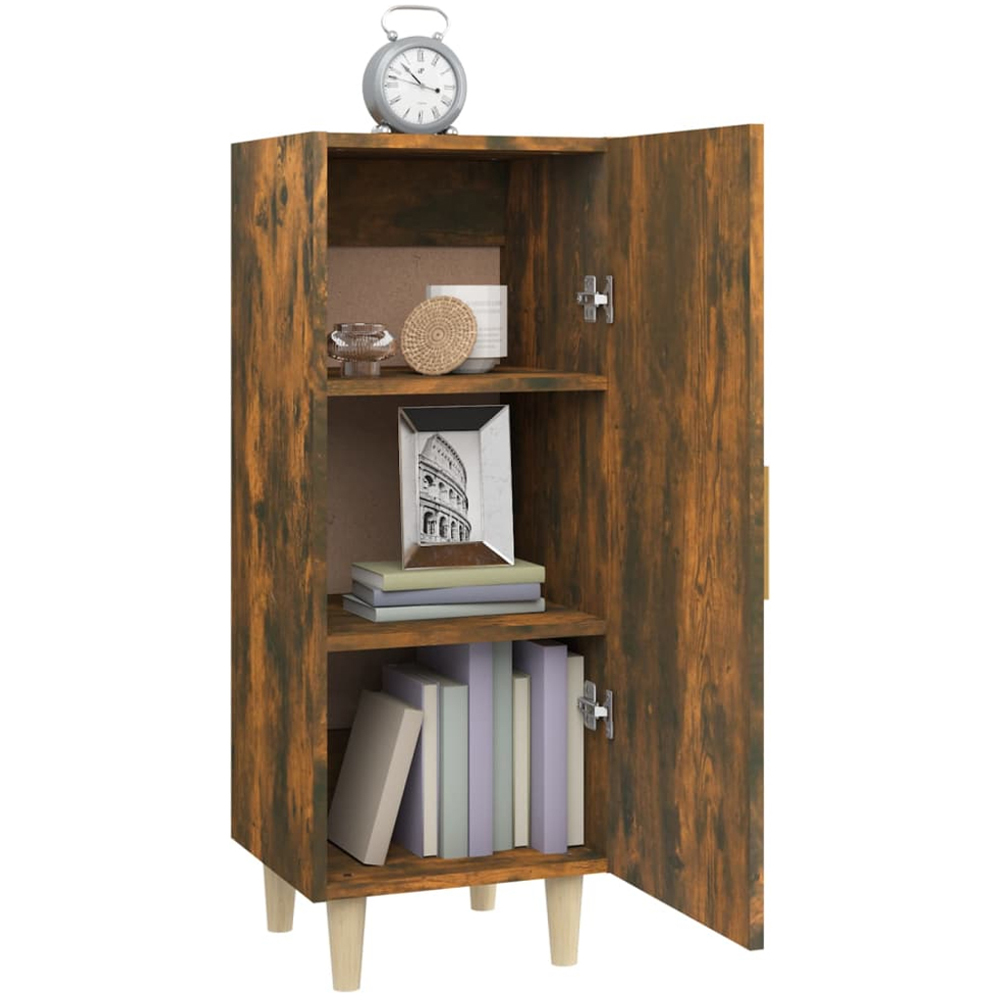 vidaXL Single Door 3 Shelf Smoked Oak Sideboard Image 4