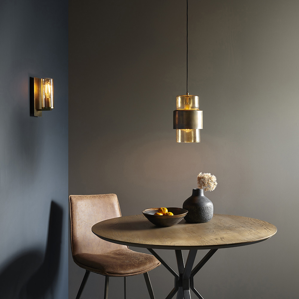 Merano Palermo Brass Patina and Champagne Lustre Glass Pendant Ceiling Light Image 4