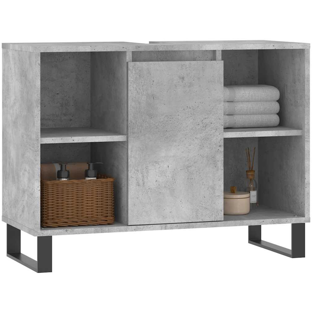 vidaXL Single Door 4 Shelf Concrete Grey Bathroom Cabinet Image 3