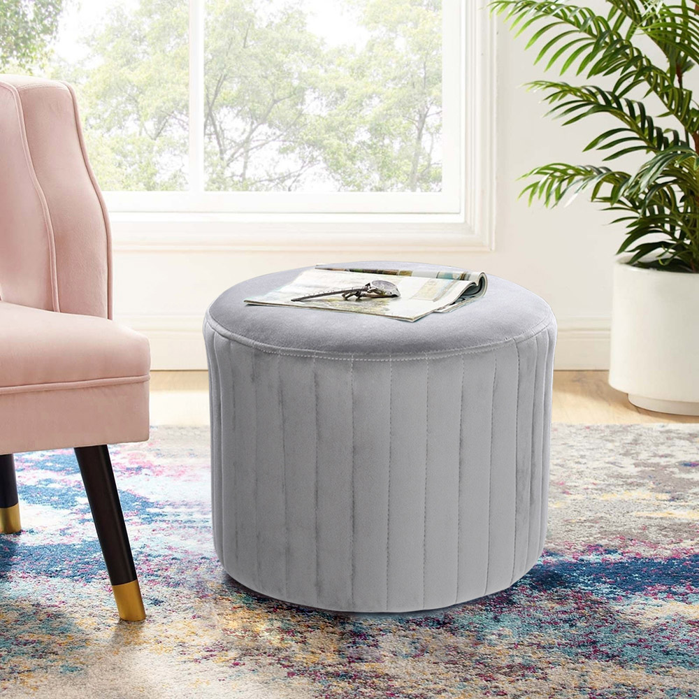 Living and Home Grey Pouffe Ottoman Image 7