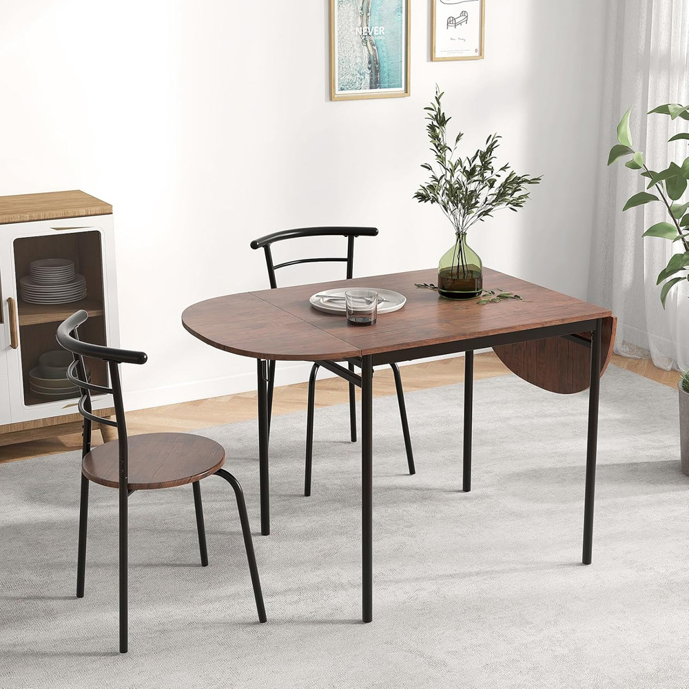Costway 4 Seater Foldable Dining Set Rustic Brown Image 3