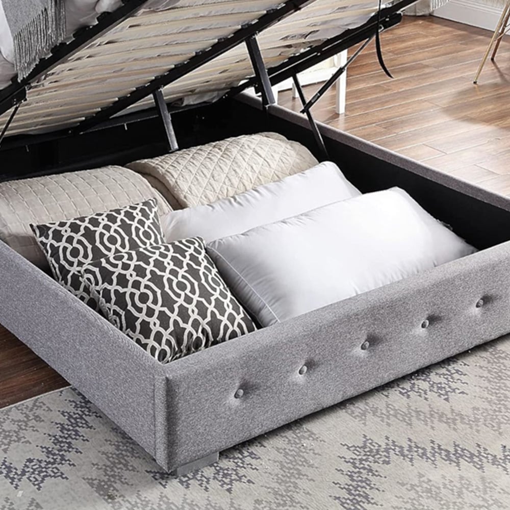 Home Treats Double Dark Grey Ottoman Bed Image 6