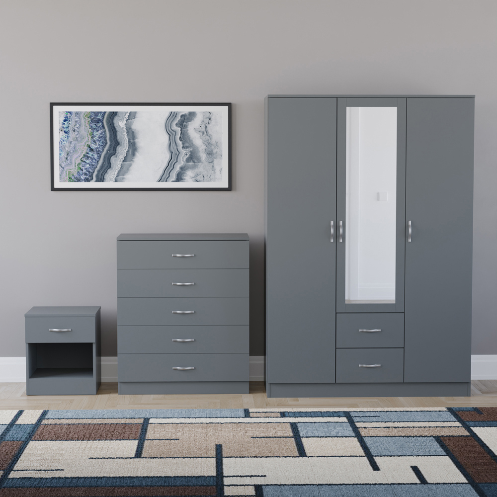 VIDA DESIGNS Riano Grey 3 Piece Bedroom Furniture Set Image 2