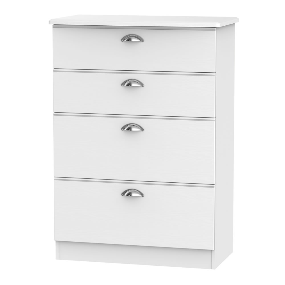 Palma 4 Drawer White Ash Effect Deep Chest of Drawers Image 1
