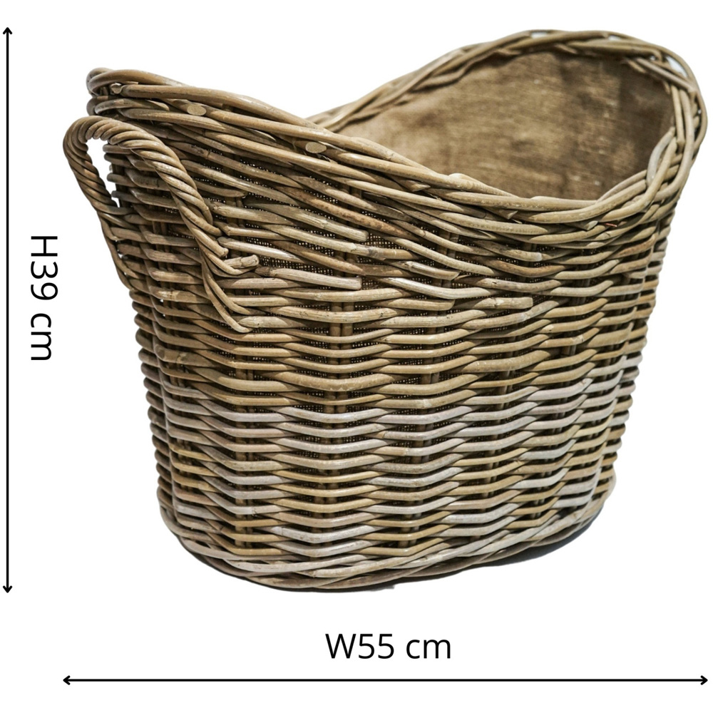 Ivyline Natural Wicker Oval Lined Log Basket Image 5