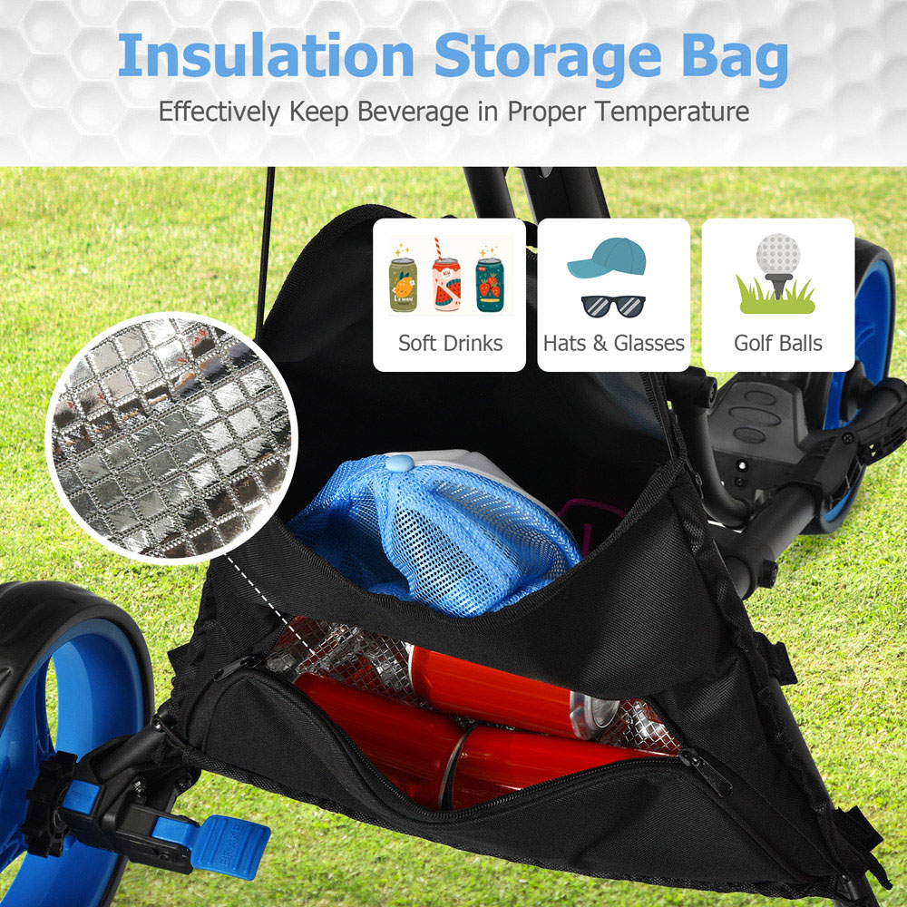 Costway 3 Wheel Blue Golf Trolley with Adjustable Handle Image 7