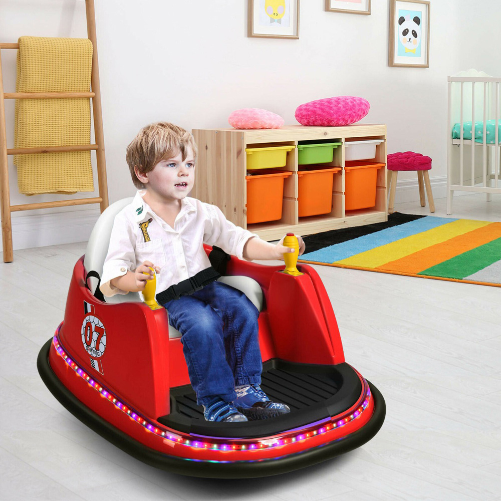 Costway Kids Red Ride On Bumper Car with Colourful Flashing Lights and Music 6V Image 2
