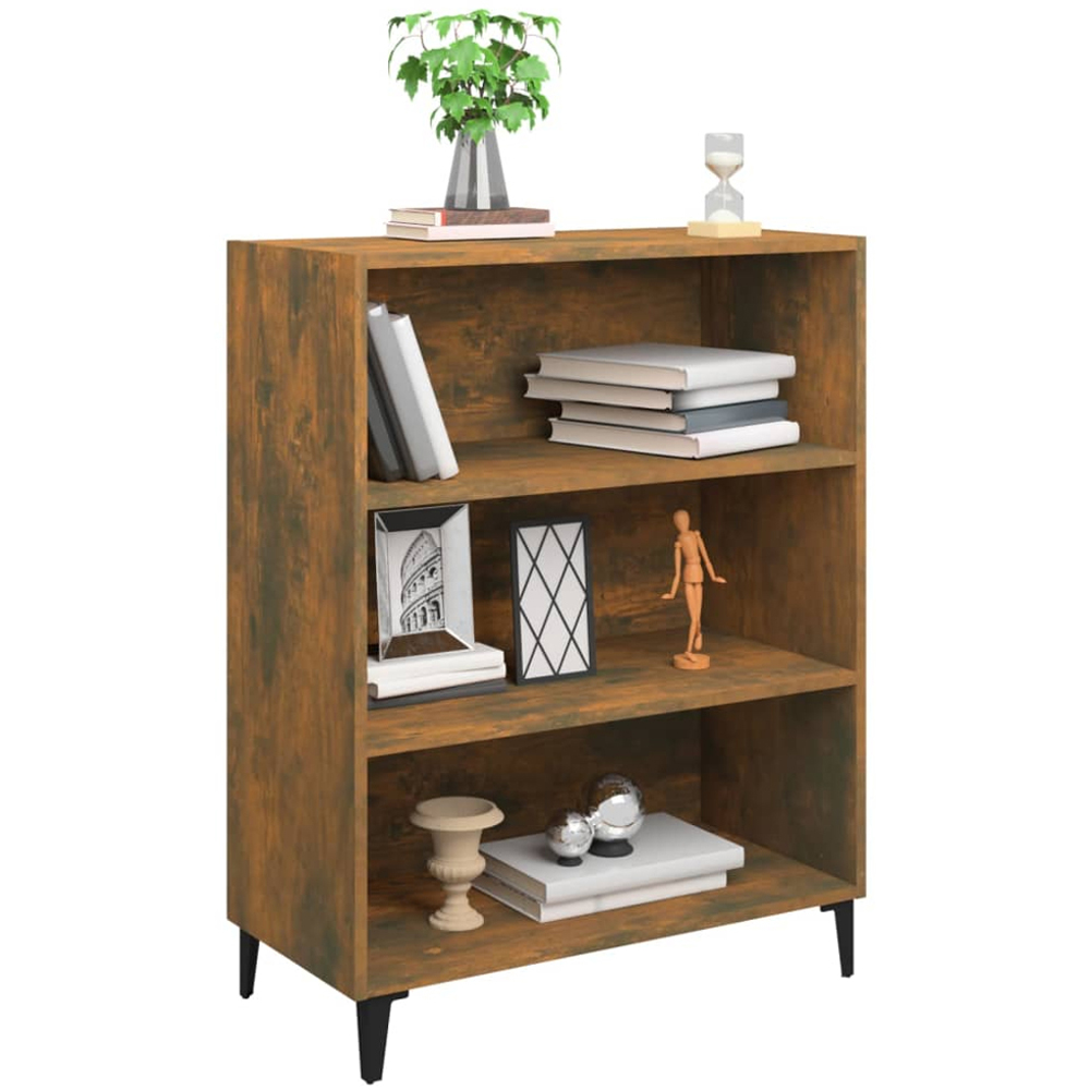 vidaXL 3 Open Shelf Smoked Oak Sideboard Image 5