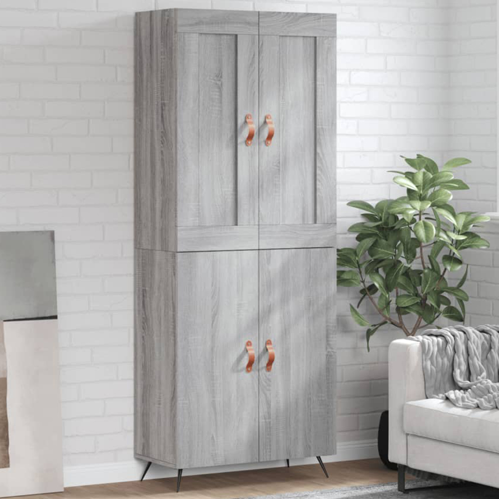 vidaXL 4 Door Grey Sonoma Highboard Image 1