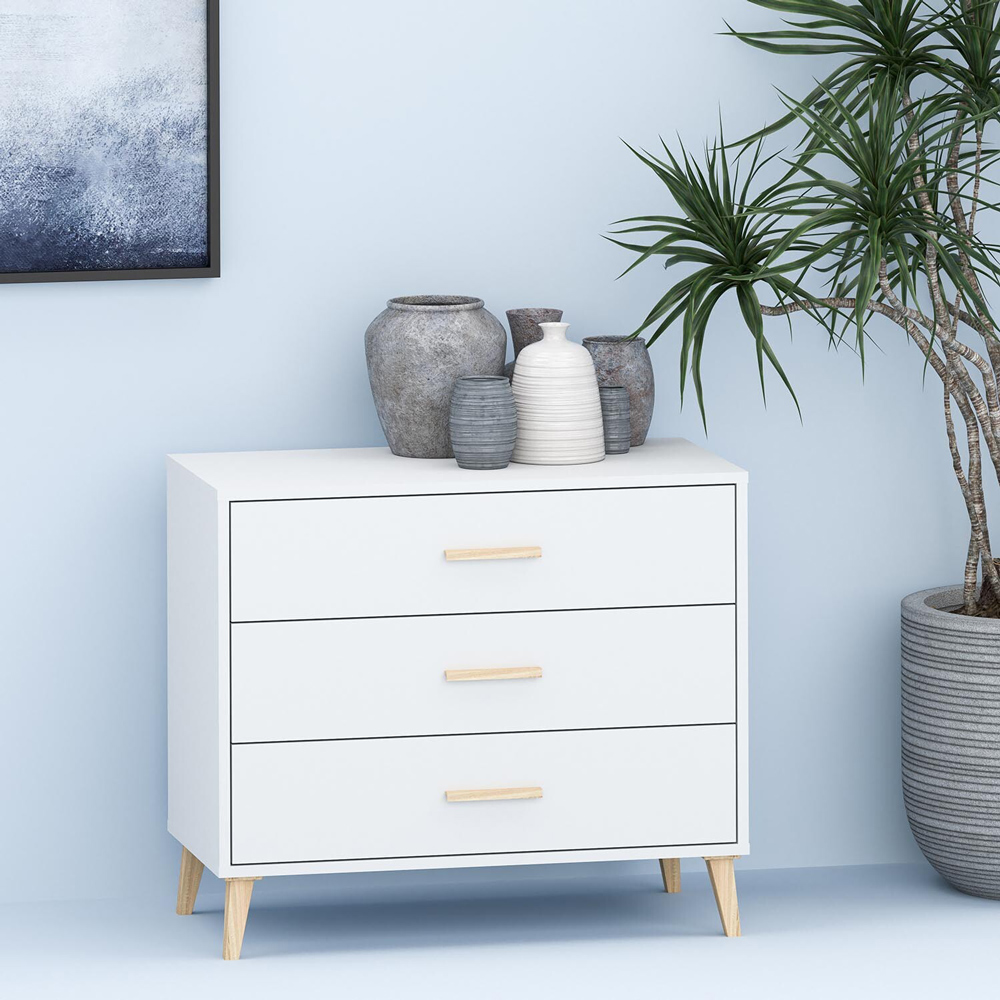 Kingston 3 Drawer White Chest of Drawers Image 2