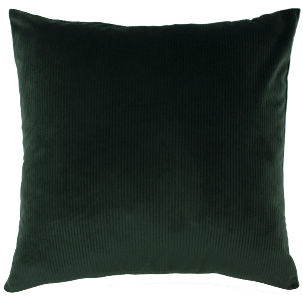 furn. Aurora Emerald Green Ribbed Velvet Cushion Image 1