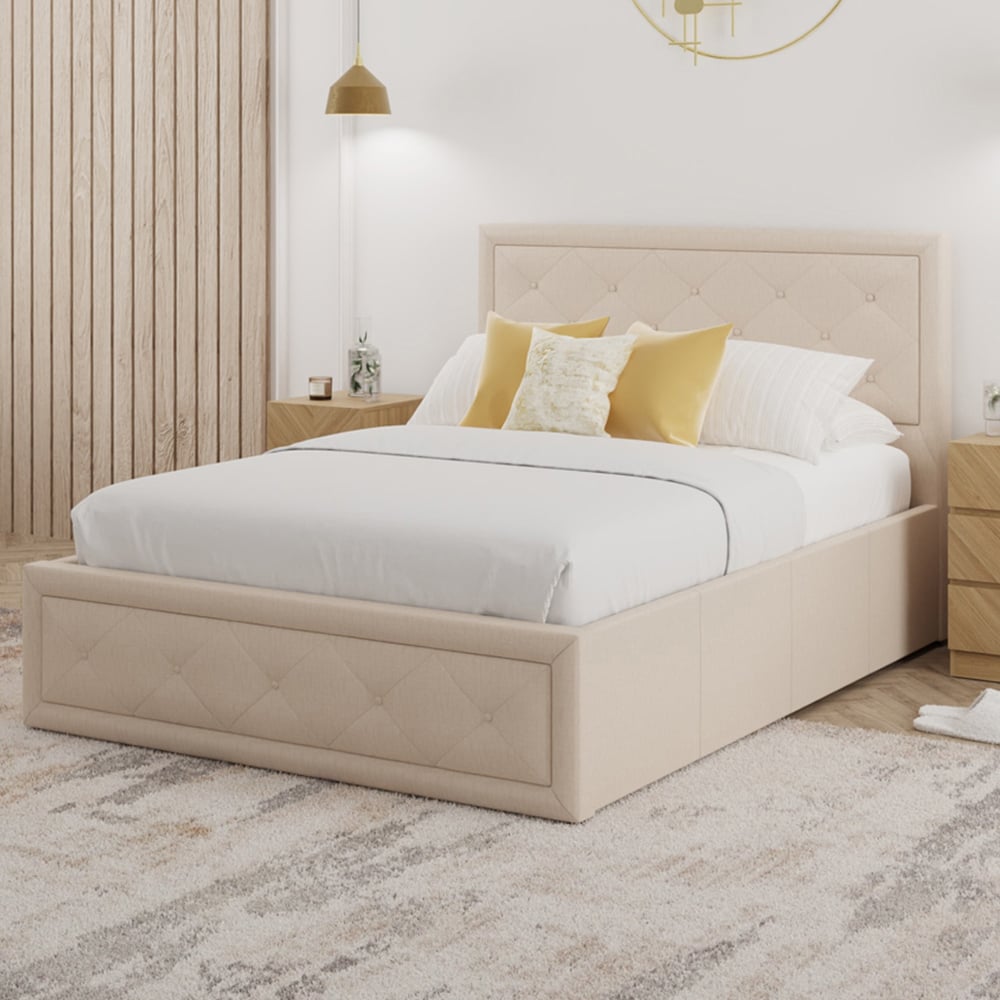 GFW Hollywood King Size Natural Ottoman Bed Image 1
