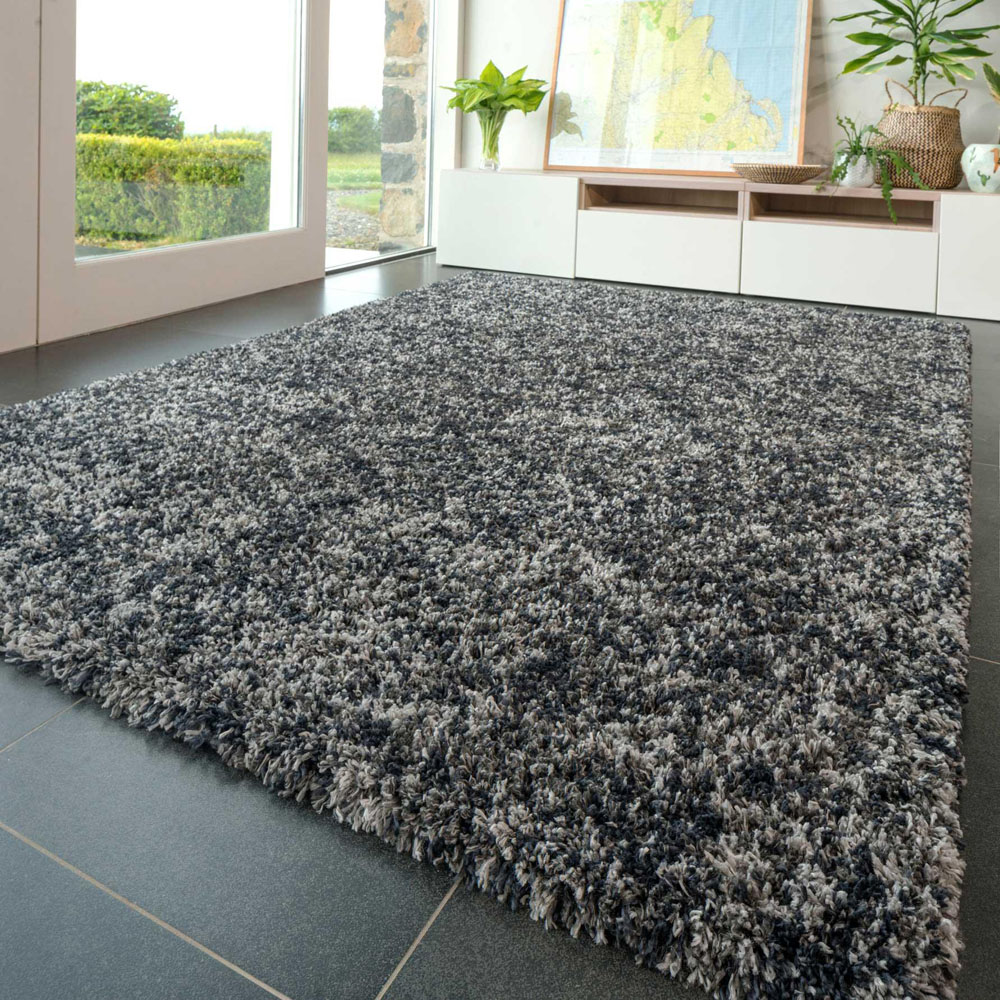 Kukoon Kinsale Dark Grey Multicolour Shaggy Mottled Rug 80 x 150cm Image 1
