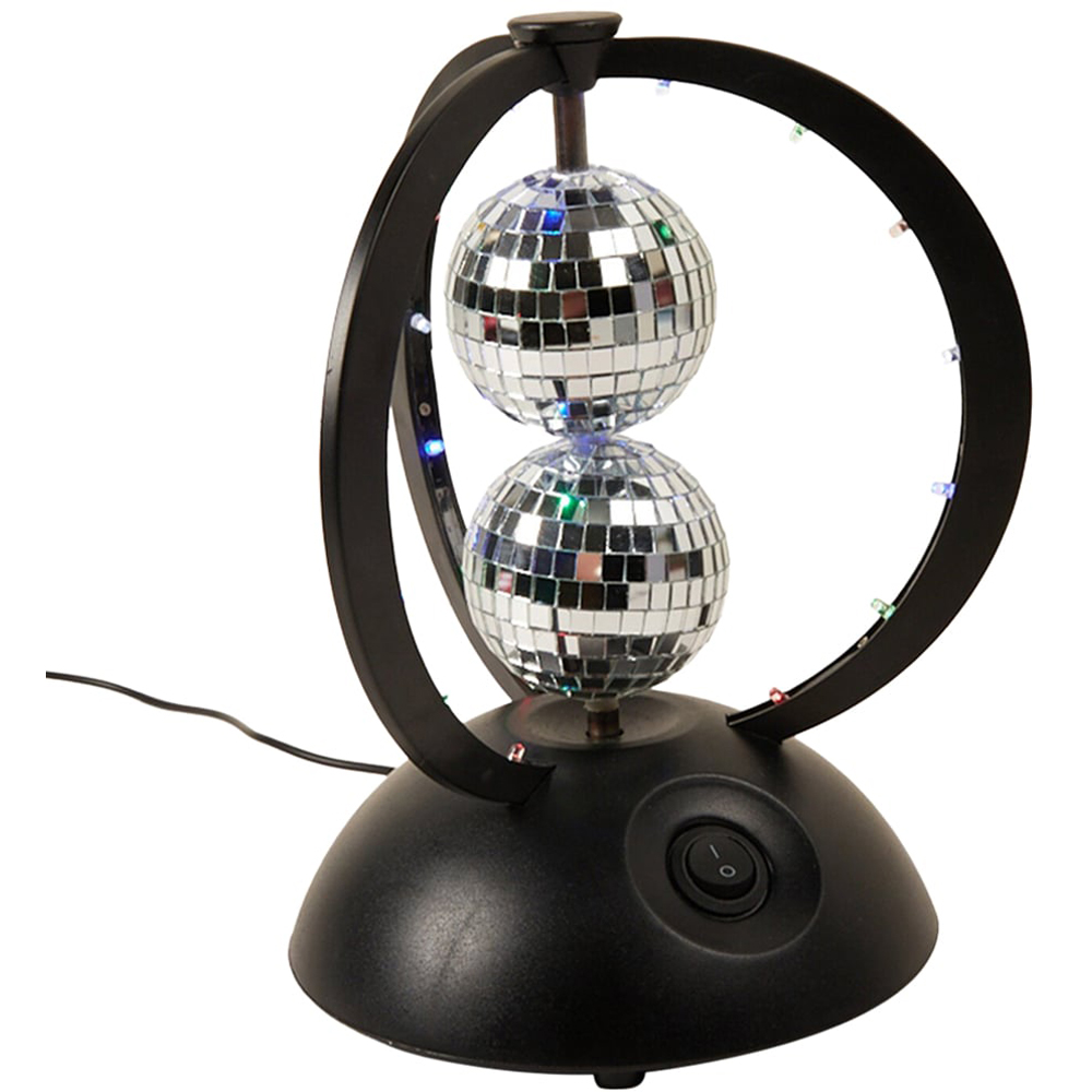 LED Disco Mirror Ball Light - Black and Chrome Image 2