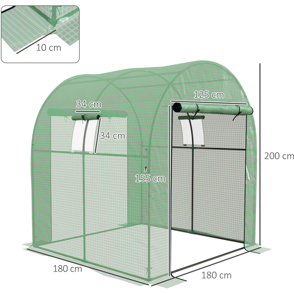 Outsunny Green PE 6 x 6ft Polytunnel Greenhouse Image 8
