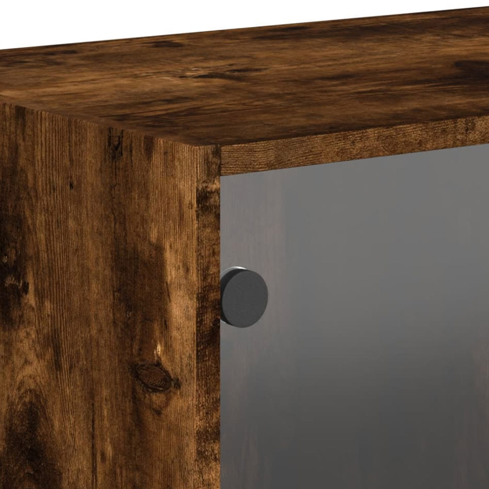 vidaXL 2 Door Smoked Oak Glass Wall Cabinet Image 9