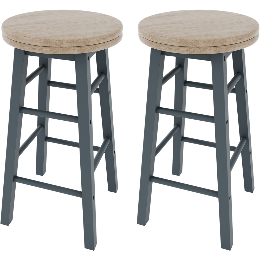 CHEF VIDA Set of 2 Grey Wooden Revolving Bar Stools Image 2