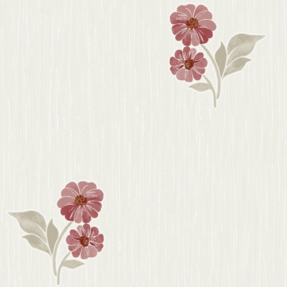 Grandeco Clematis Floral Sprig Red Vinyl Wallpaper Image 3