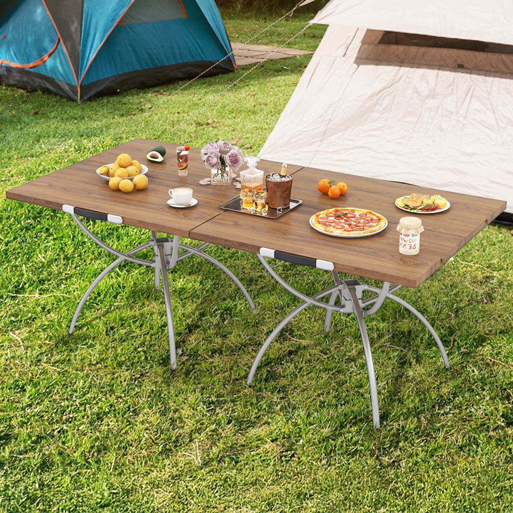 Costway Coffee Foldable and Extendable Picnic Table Image 1