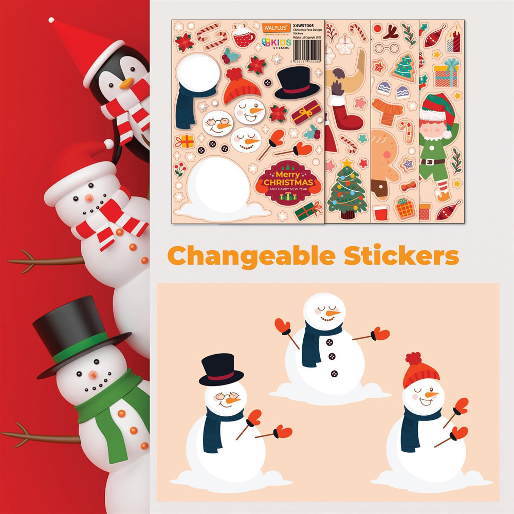 Walplus Christmas Face Design Double Sided Reusable Gel Window Sticker 48 Piece Image 7